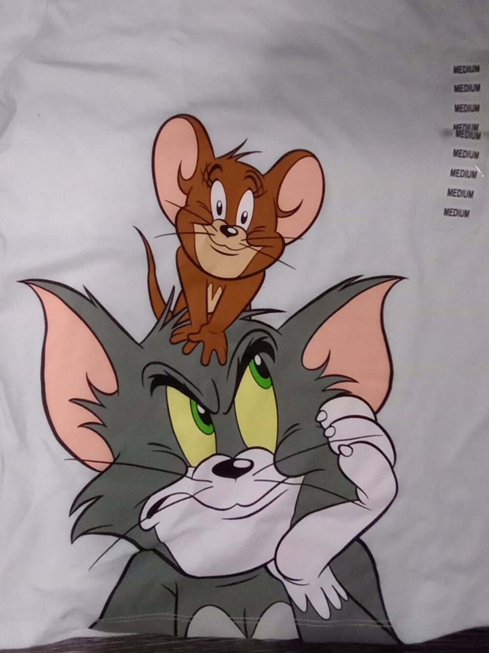 New Love Tribe Tom and Jerry White Short Sleeve Graphic T-Shirt Medium
